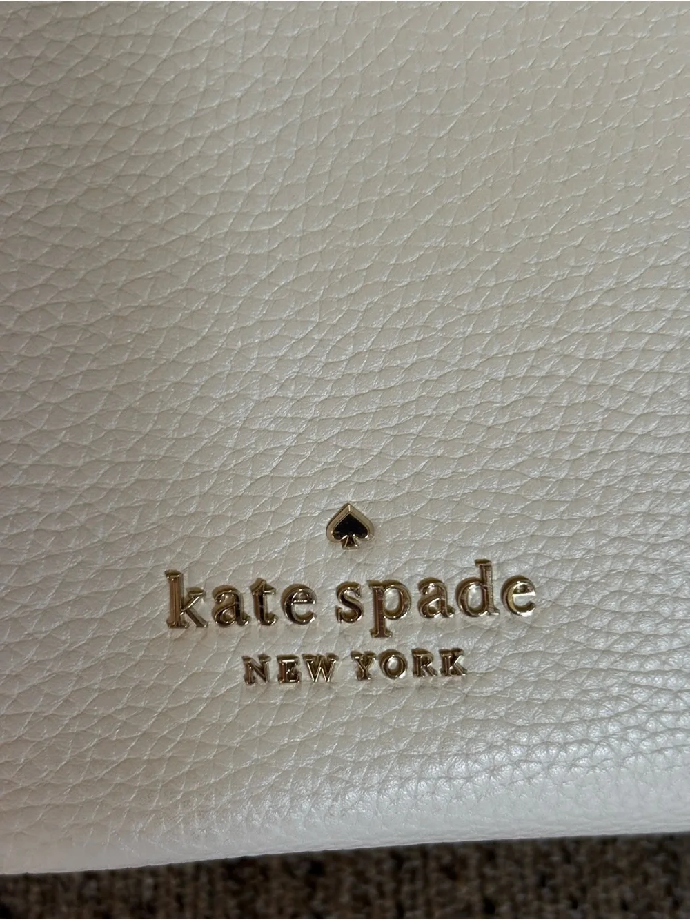 kate spade Cream Pebbled Leather Shoulder Bag with Gold Hardware